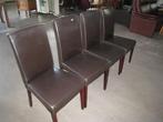 4 eetstoelen bruin leer, Huis en Inrichting, Stoelen, Gebruikt