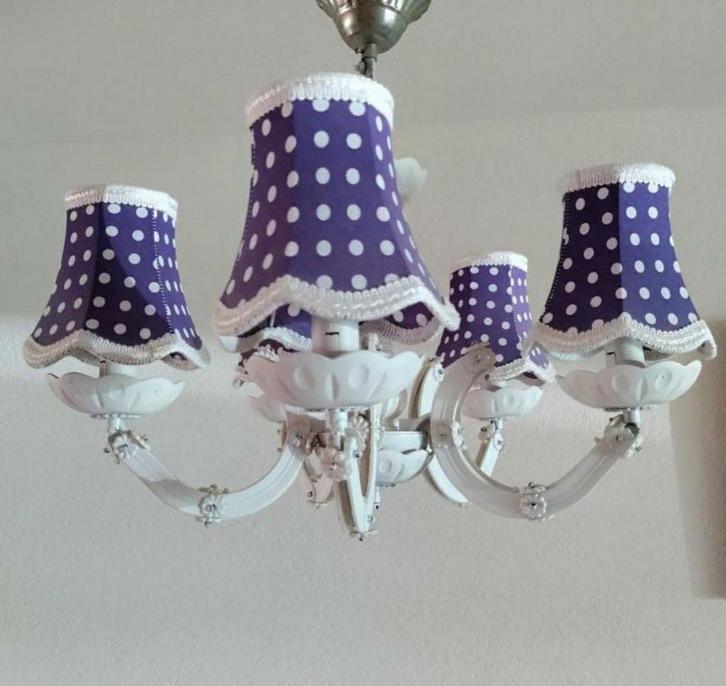 Hanglamp,Paars,5 kapjes,Wit,kado,Kroonluchter,lamp,kinderen, Huis en Inrichting, Lampen | Hanglampen, Nieuw, Minder dan 50 cm