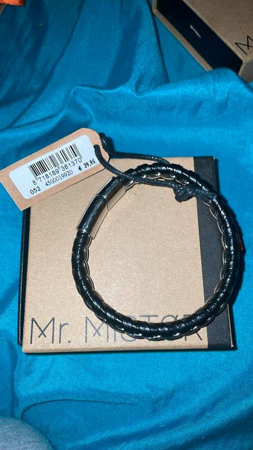 Heren leren armband magneet sluiting, Sieraden, Tassen en Uiterlijk, Armbanden, Nieuw, Leer, Zwart, Ophalen of Verzenden