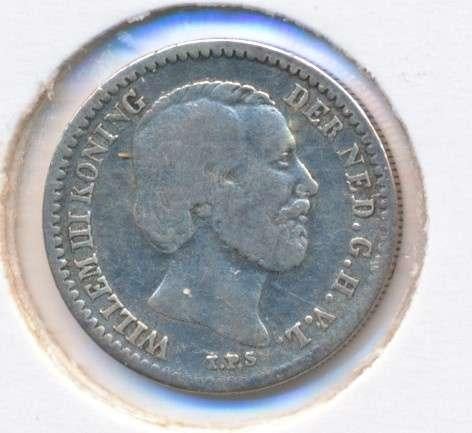 Nederland 10 Cent 1874 Willem 3, Koning Willem III, Zilver, Ophalen of Verzenden, 10 cent