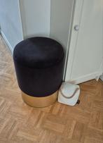 Zwarte velvet poef met opbergruimte, Ophalen, Minder dan 50 cm, Luxe, Rond