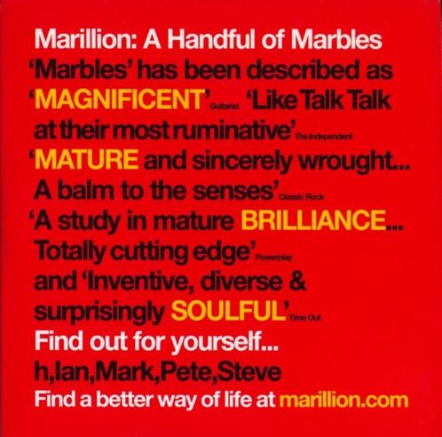 Marillion – A Handful Of Marbles CD Maxi / E.P. PROMO2005, Cd's en Dvd's, Cd Singles, Zo goed als nieuw, Rock en Metal, 1 single