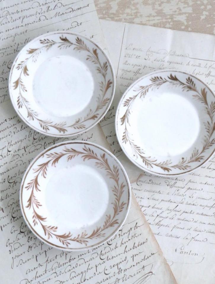 Set (3 st.) Antieke schaaltjes 19e Eeuw, Antiek en Kunst, Curiosa en Brocante, Ophalen of Verzenden