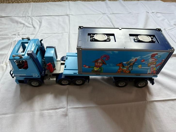 Playmobil Container truck – 4447 en Blauwe stuntracer – 4181, Kinderen en Baby's, Speelgoed | Playmobil, Zo goed als nieuw, Complete set