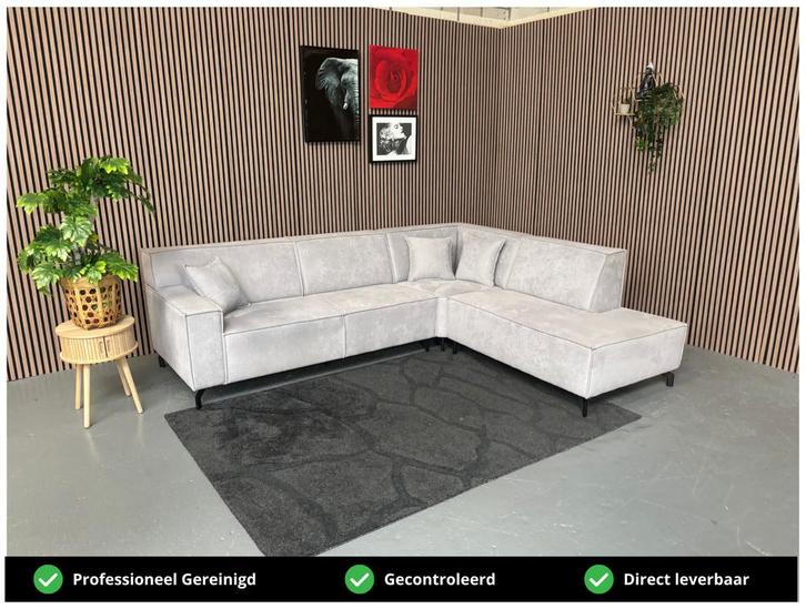 GRATIS LEVERING Hoekbank Grijs 280x230 SHOWROOMMODEL, Huis en Inrichting, Banken | Bankstellen, Zo goed als nieuw, Hoekbank, Vierpersoons of meer
