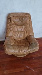 Lederen Relaxfauteuil relaxstoel (opknapper), Huis en Inrichting, Fauteuils, Ophalen, Gebruikt, Vintage, 75 tot 100 cm