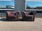 Twee Chesterfield club fauteuils bruin GRATIS BEZORGD, Ophalen of Verzenden, Gebruikt, 75 tot 100 cm