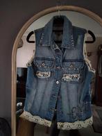 Vintage Denim Gilet met Kant, Blauw, Ophalen of Verzenden, Zo goed als nieuw, Maat 38/40 (M)