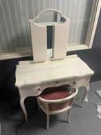 Make-uptafel met stoel en glasplaat, Gebruikt, 100 tot 150 cm, Hout, 50 tot 100 cm