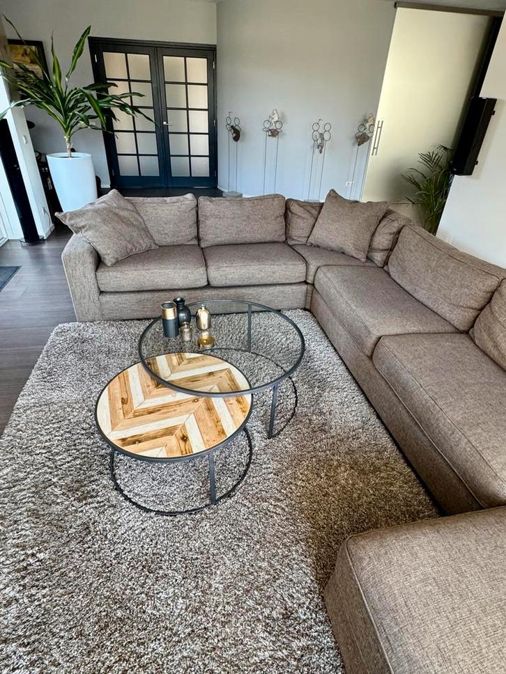 Hoekbank Lucca (Goossens) met chaise longue + kleed, Huis en Inrichting, Banken | Bankstellen, Gebruikt, Hoekbank, Vierpersoons of meer