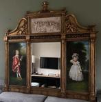 Imposant antiek wandpaneel met spiegel, Antiek en Kunst, Ophalen, Rechthoekig