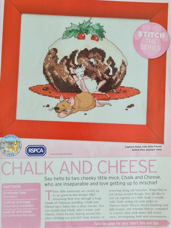 Chalk and Cheese Kerst borduurpatroon met muizen, Hobby en Vrije tijd, Borduren en Borduurmachines, Nieuw, Patroon, Handborduren