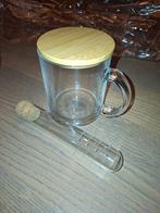 Theeglas met deksel en theefilter, Ophalen of Verzenden, Zo goed als nieuw