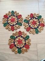 Vintage 1970 onderzetters pannen kleurrijk kralen, Ophalen of Verzenden, Glas of Kopje