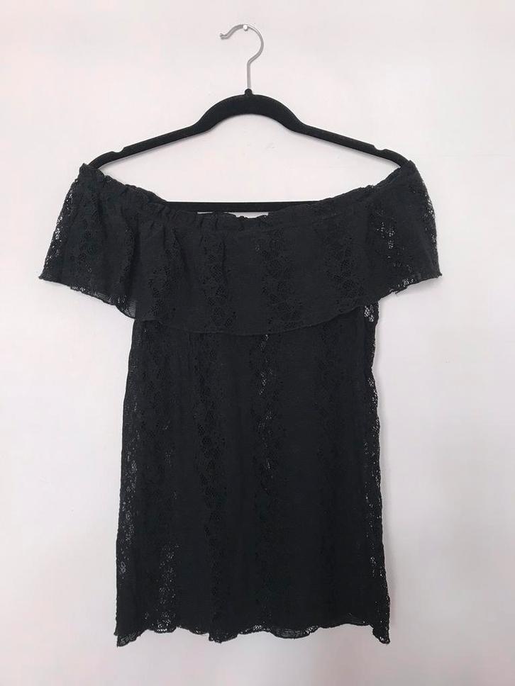 Offshoulder M zwart kanten top jus d'orange volants egf, Kleding | Dames, Tops, Zo goed als nieuw, Maat 38/40 (M), Zwart, Zonder mouw