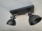 Zwarte Plafondlamp met 2 Spots + Lampen, Huis en Inrichting, Lampen | Spots, Ophalen, Metaal of Aluminium, Zo goed als nieuw, Industrieel