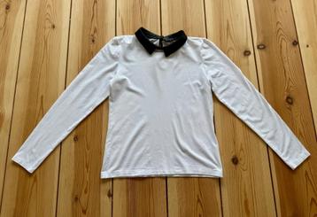 Juffrouw Jansen top / shirt - Wit leren kraag - Medium beschikbaar voor biedingen