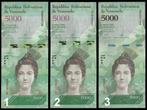 Venezuela 2016/2017, 3 varianten van de 5000 Bolivares (UNC), Postzegels en Munten, Bankbiljetten | Amerika, Setje, Zuid-Amerika