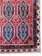 Handgeknoopt Perzisch wol Afshar tapijt medallions 142x177cm, Crème, Gebruikt, 100 tot 150 cm, Perzisch