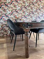 Geweldige robuuste eettafel Indonesische stijl, Gebruikt, 50 tot 100 cm, Vijf personen of meer, 150 tot 200 cm