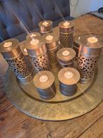Oosterse schaal met waxinelichtjeshouders, Huis en Inrichting, Woonaccessoires | Kandelaars en Kaarsen, Ophalen, Gebruikt, Overige kleuren