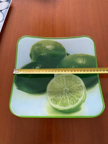 2x leonardo vierkant sier schaal glas fruit afbeelding beschikbaar voor biedingen