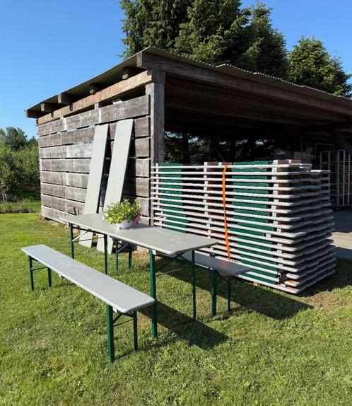 Grote voorraad biertafels bierset bierbanken picknicktafel, Tuin en Terras, Overige Tuin en Terras, Gebruikt, Ophalen