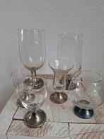 6 Oude Glazen op Zilvervoetje, Antiek en Kunst, Ophalen