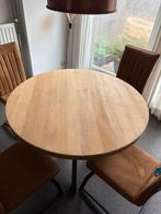 Ronde massieve eiken eettafel 120 cm  compleet voor 175 euro, 100 tot 150 cm, Rond, 200 cm of meer, Ophalen of Verzenden