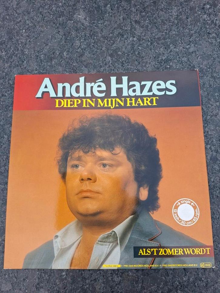 André Hazes - Diep In Mijn Hart (12 inch Maxi single 1982), Cd's en Dvd's, Vinyl | Nederlandstalig, Zo goed als nieuw, Levenslied of Smartlap