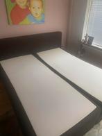 Boxspring 180x200 in het bruin met hoofdbord!, Ophalen, Bruin, Tweepersoons, Zo goed als nieuw