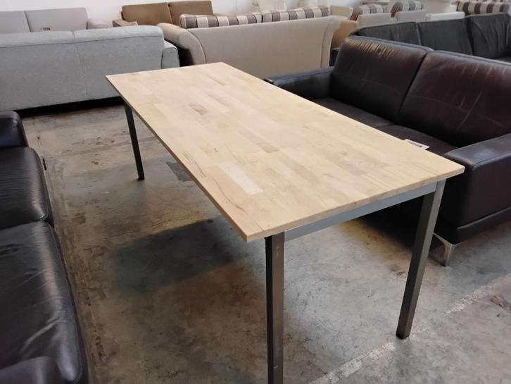 Eettafel 200 x 80cm, massief hout met metaal., Huis en Inrichting, Tafels | Eettafels, Zo goed als nieuw, 50 tot 100 cm, 150 tot 200 cm
