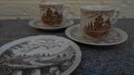 bruin 2 kop en 3 schotel Bridge Scene Crown Ducal England, Ophalen of Verzenden