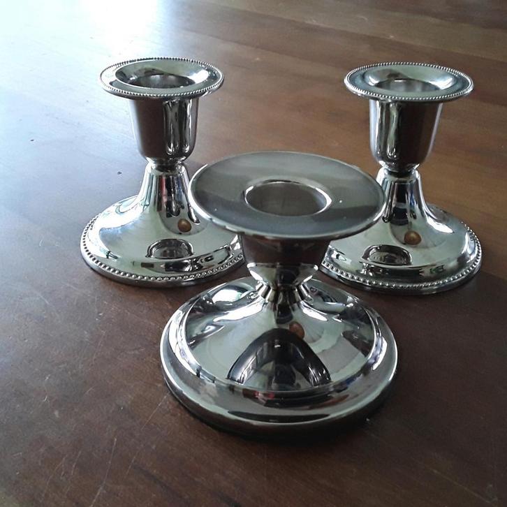 Verzilverde kandelaars, Antiek en Kunst, Antiek | Kandelaars, Zilver, Ophalen of Verzenden