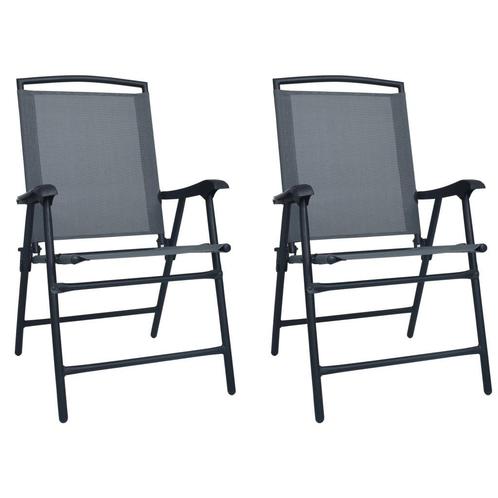 Tuinstoelen inklapbaar 2 st textileen grijs, Tuin en Terras, Tuinmeubel-accessoires, Nieuw, Ophalen of Verzenden