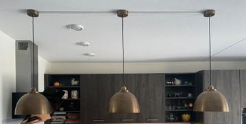 3 Bronze hanglampen van de Intratuin 30cm diameter 20cm hoog beschikbaar voor biedingen