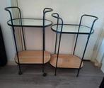 2x bijzet tafel / trolley met spiegel, Ophalen, Gebruikt, Hout, Minder dan 55 cm