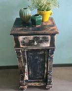 Brocante landelijk sober kastje nachtkastje halkastje zwart, Ophalen, Zo goed als nieuw
