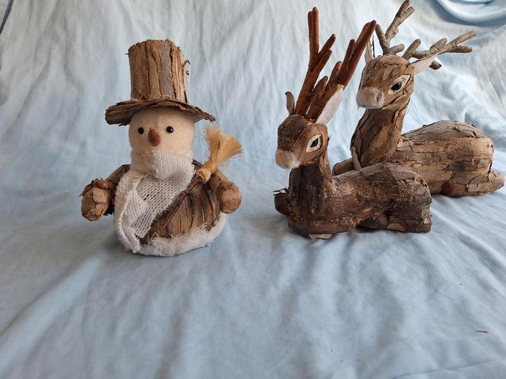 Houten Decoratie Set: Sneeuwpop & Rendieren, Huis en Inrichting, Woonaccessoires | Wanddecoraties, Gebruikt, Ophalen of Verzenden