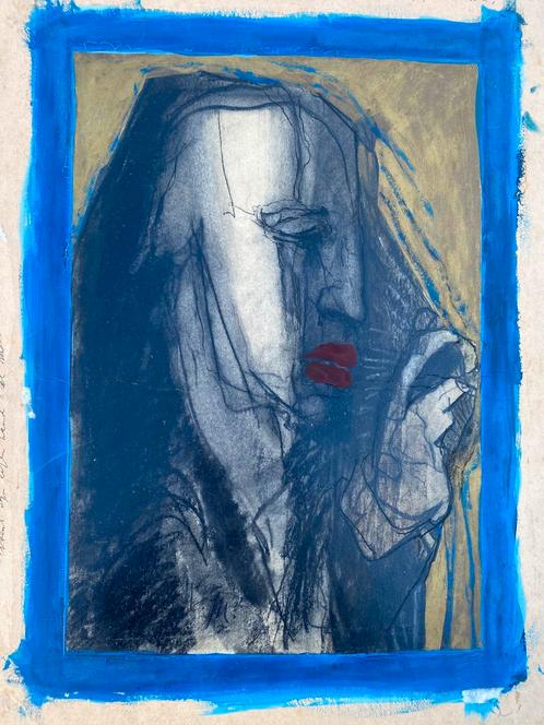 Expressief portret, Antiek en Kunst, Kunst | Schilderijen | Modern, Ophalen of Verzenden