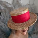 Antieke boater rieten hoed theater showgirl paspop mannequin, Antiek en Kunst, Antiek | Kleding en Accessoires, Ophalen of Verzenden