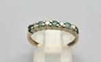Gouden Vintage ring edelsteen smaragd en diamant. 2025/546., ., Ophalen of Verzenden, ., Met edelsteen