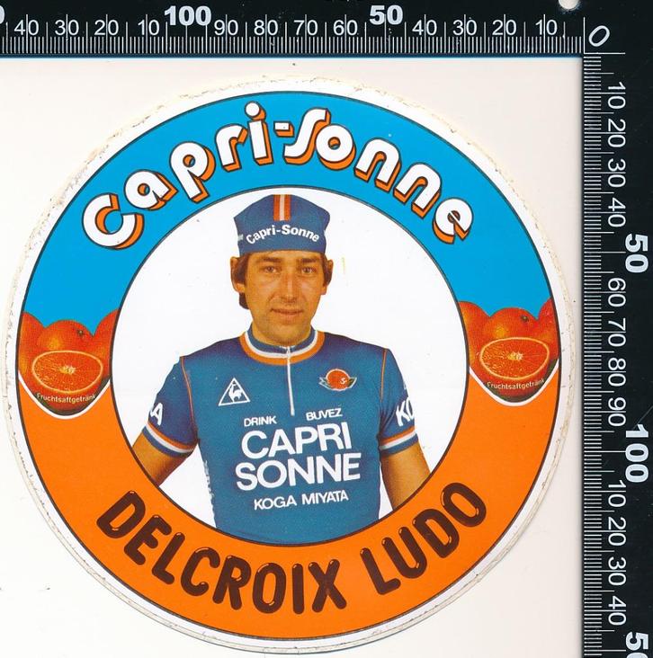 Sticker: Capri Sonne - Ludo Delcroix, Verzamelen, Stickers, Zo goed als nieuw, Sport, Ophalen of Verzenden