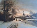 Winterlandschap in de stijl van Louis Apol, door L. Van Es, Ophalen of Verzenden