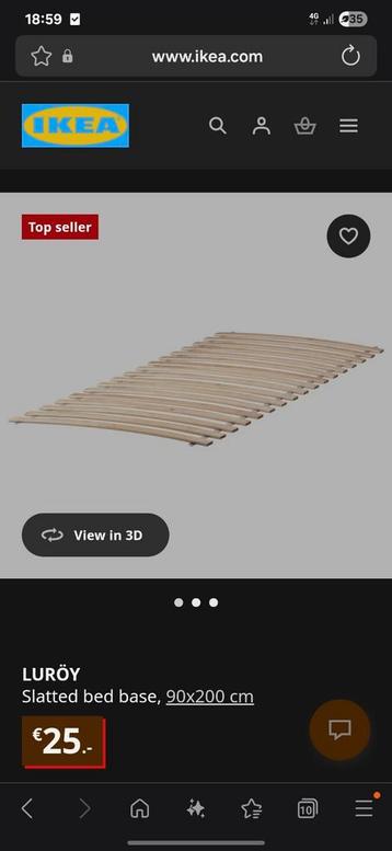 Ikea Bedframe + Bedbodem 90x200 ZGAN - afbeelding 2