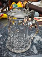 Kristallen bierpul met deksel, Antiek en Kunst, Antiek | Tin, Ophalen of Verzenden