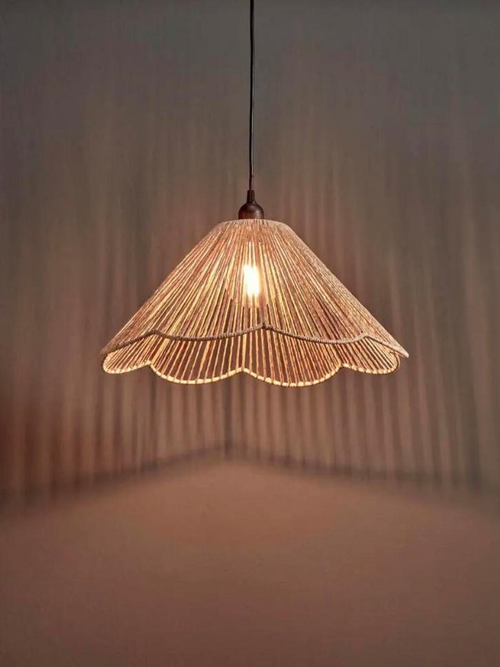 Plafond hanglamp boho rotan naturel bloem, Huis en Inrichting, Lampen | Hanglampen, Nieuw, Minder dan 50 cm, Overige materialen