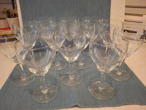 12 mooie geslepen antieke wijnglazen, Antiek en Kunst, Antiek | Glas en Kristal, Ophalen of Verzenden