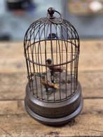 Duitse vintage vogelkooi - muziekdoos mechanische kolibries, Ophalen of Verzenden