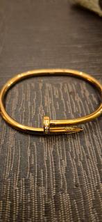 Gouden armband met diamant accenten, Sieraden, Tassen en Uiterlijk, Armbanden, Staal, Nieuw, Ophalen of Verzenden, Goud